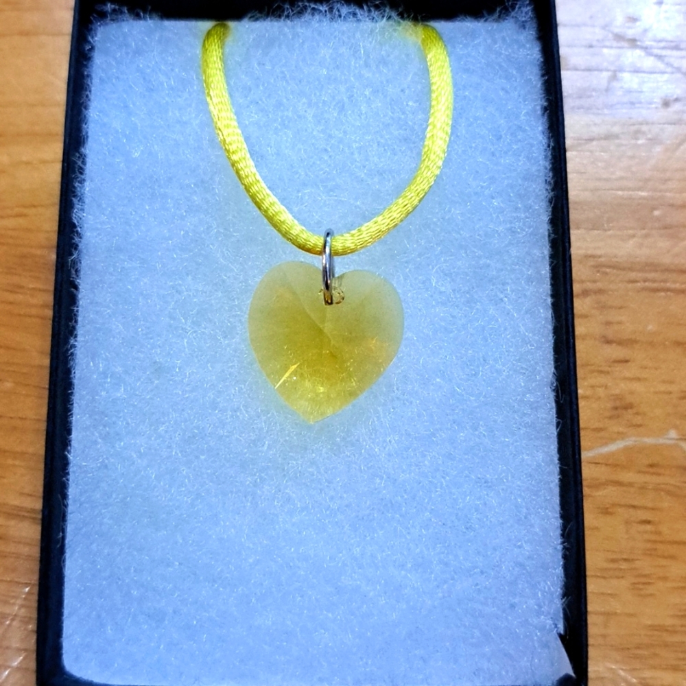 Golden Sunshine Crystal Heart Necklace